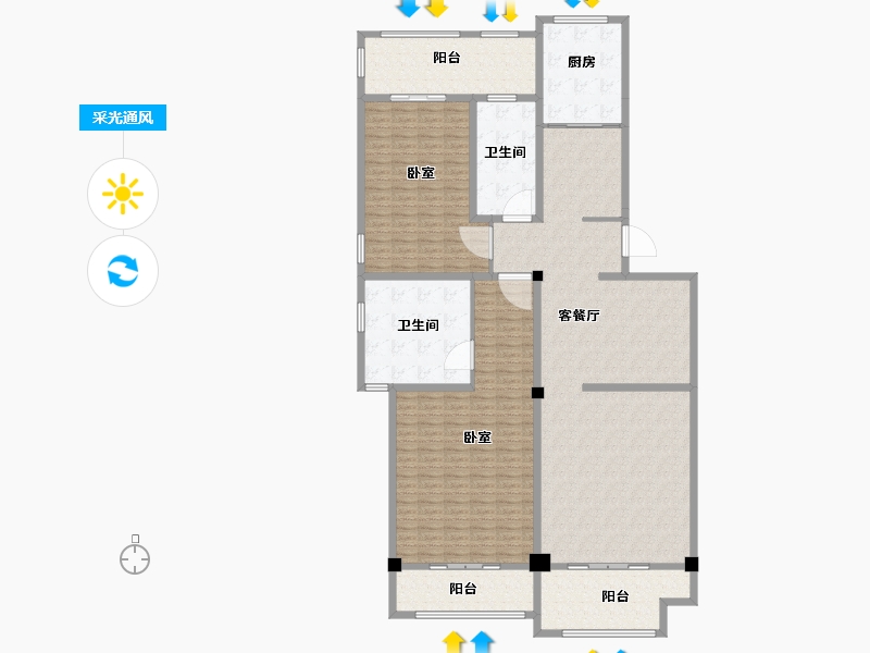 江苏省-泰州市-圆融杏港花苑-218.00-户型库-采光通风