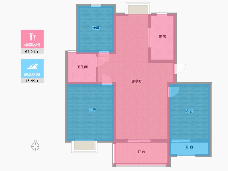 江苏省-盐城市-时代国际-100.00-户型库-动静分区