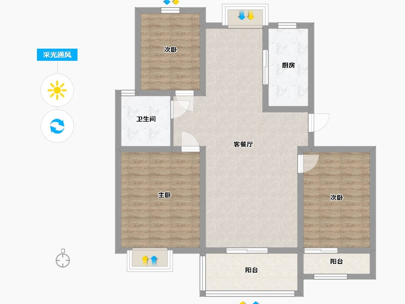 江苏省-盐城市-时代国际-100.00-户型库-采光通风