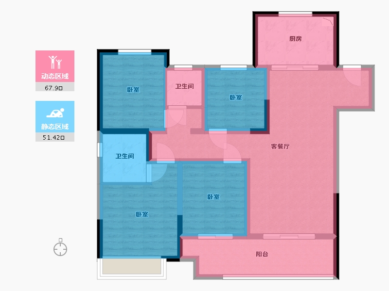 江苏省-镇江市-扬中吾悦广场·迎宾府-106.00-户型库-动静分区