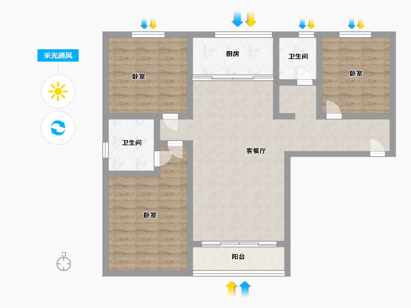 甘肃省-庆阳市-澳恺华府-91.92-户型库-采光通风