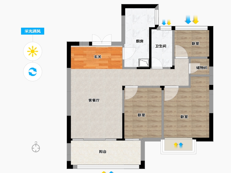 江苏省-苏州市-佳兆业悦峰-70.00-户型库-采光通风