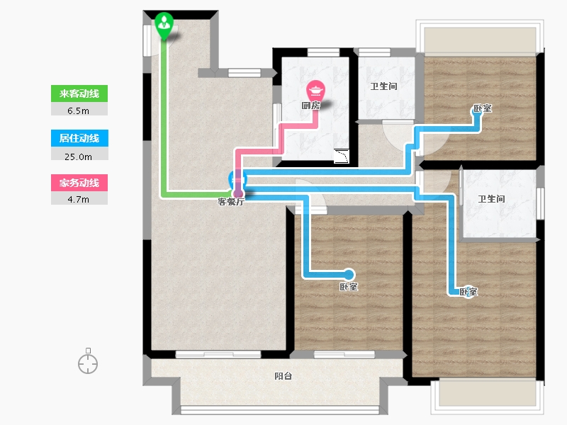 安徽省-宿州市-千禧城-104.21-户型库-动静线