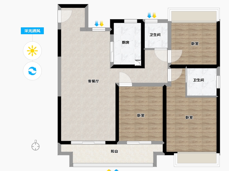 安徽省-宿州市-千禧城-104.21-户型库-采光通风