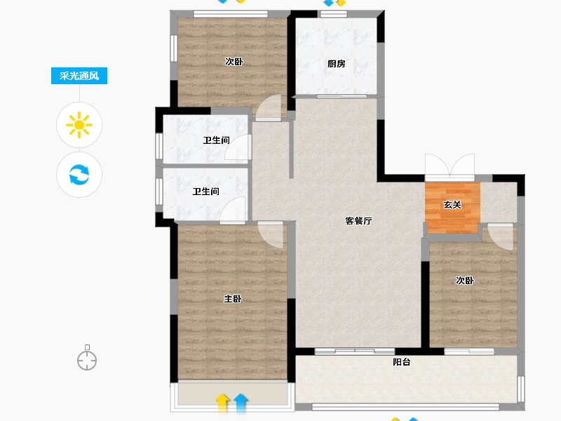 江苏省-苏州市-金茂智慧科学城-110.00-户型库-采光通风