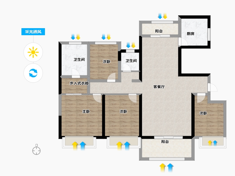 江苏省-扬州市-扬州万达广场-112.00-户型库-采光通风