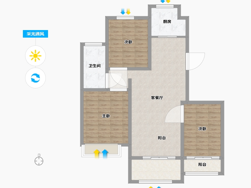 江苏省-盐城市-时代国际-98.40-户型库-采光通风