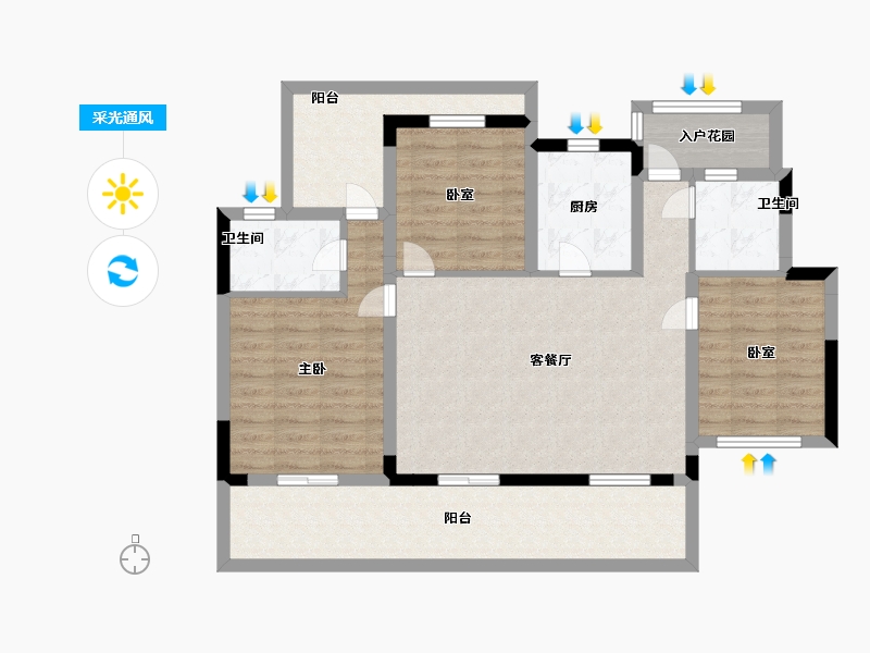 江苏省-镇江市-路劲·港欣城-94.99-户型库-采光通风