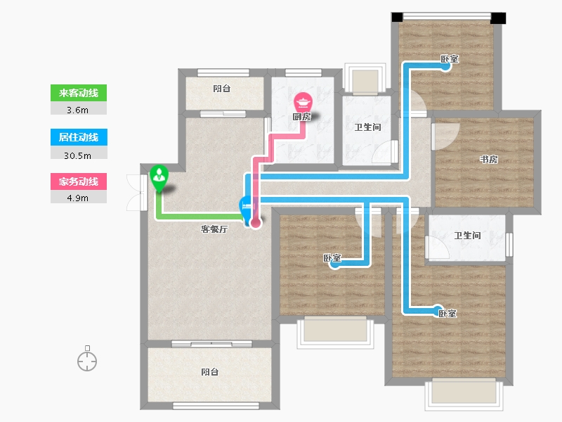 江苏省-苏州市-荷塘月苑-111.00-户型库-动静线