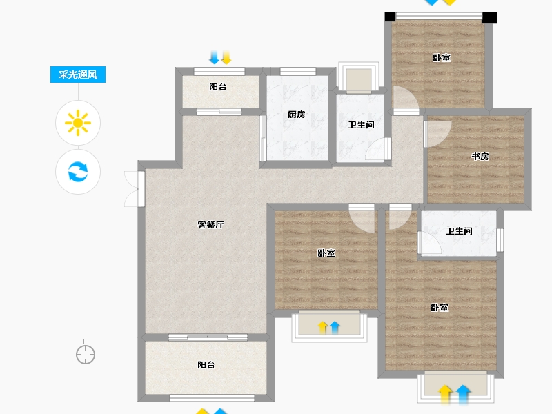 江苏省-苏州市-荷塘月苑-111.00-户型库-采光通风