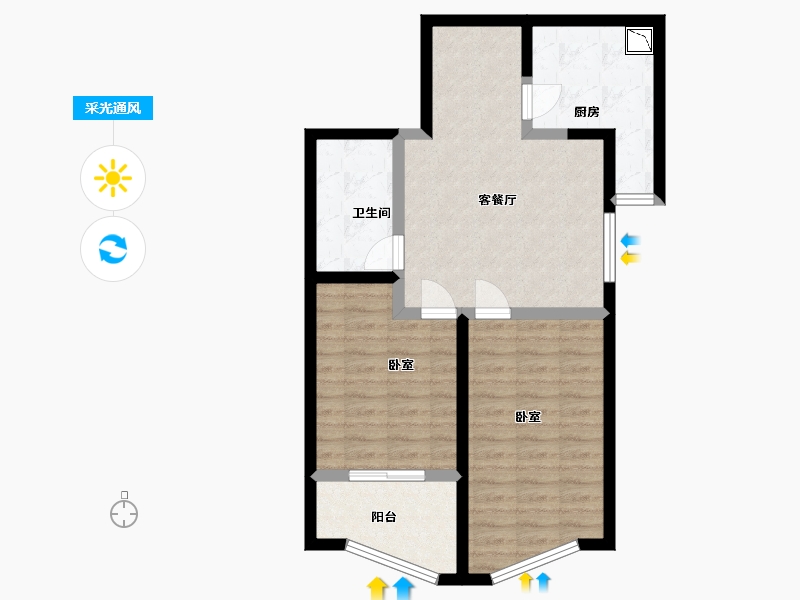 甘肃省-兰州市-城关江南明珠-69.35-户型库-采光通风