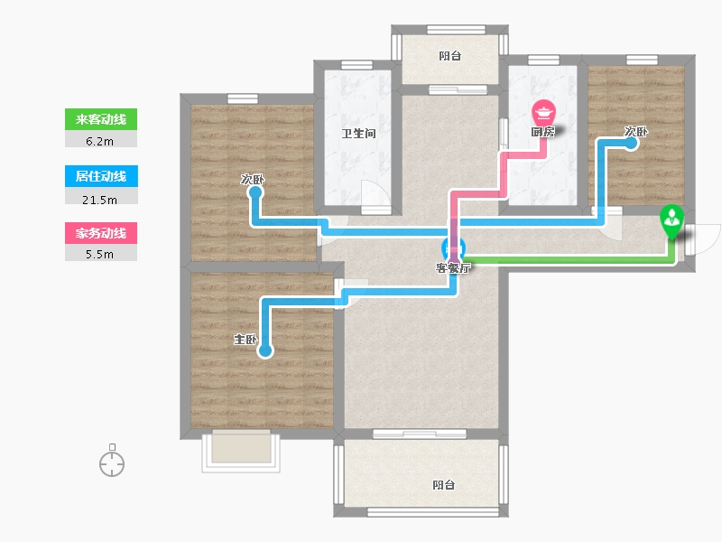 江苏省-盐城市-时代国际-95.75-户型库-动静线