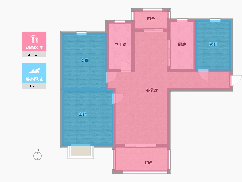 江苏省-盐城市-时代国际-95.75-户型库-动静分区