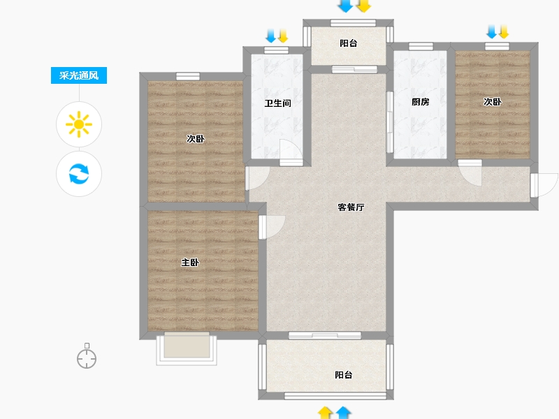 江苏省-盐城市-时代国际-95.75-户型库-采光通风