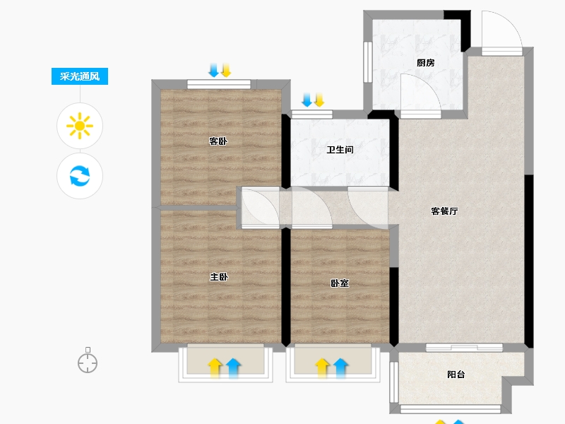 江苏省-镇江市-金科祥生·悦园-78.00-户型库-采光通风