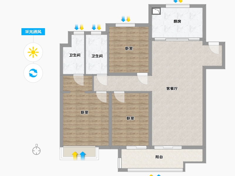 江苏省-镇江市-昌建融创·湖润园-109.00-户型库-采光通风