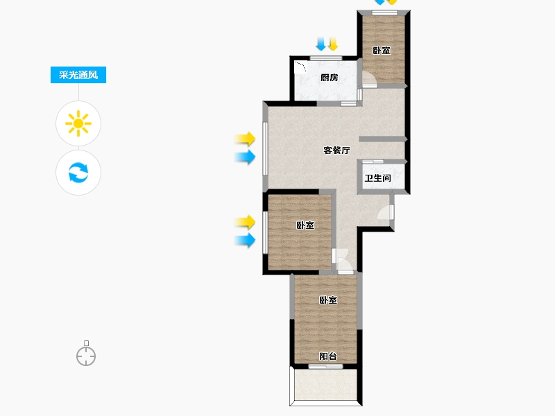 甘肃省-兰州市-城关江南明珠-86.34-户型库-采光通风