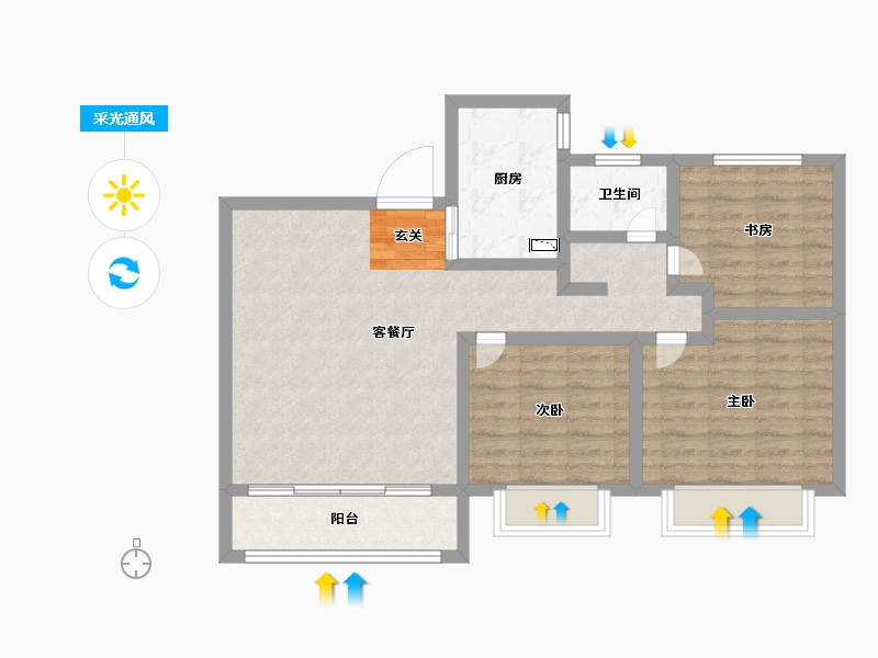 陕西省-宝鸡市-水木华院-79.99-户型库-采光通风