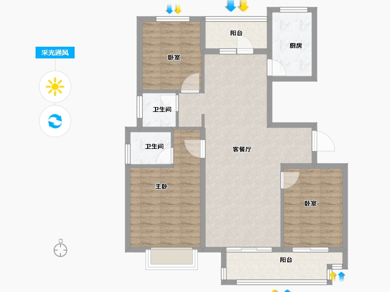 江苏省-扬州市-邗建福瑞苑-96.05-户型库-采光通风