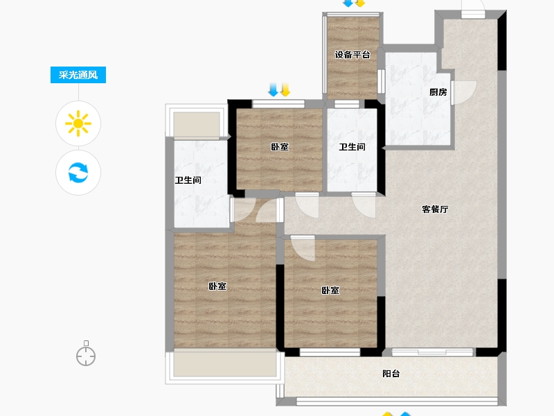 江苏省-苏州市-融信·天澄-82.00-户型库-采光通风