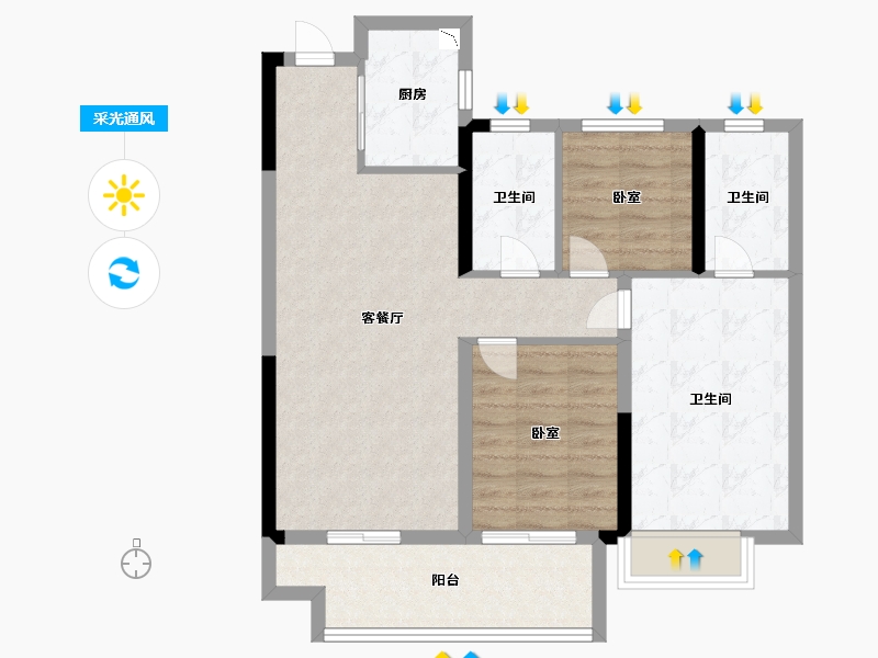 安徽省-宿州市-恒泰悦熙台-82.00-户型库-采光通风