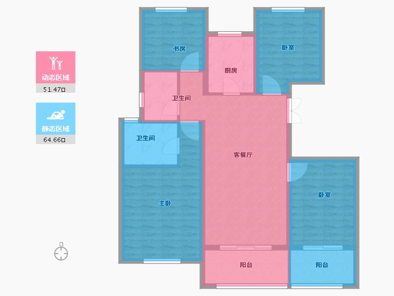 江苏省-扬州市-佳源西峰玖墅-104.27-户型库-动静分区