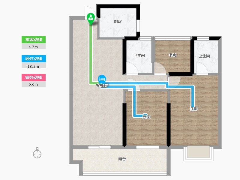 江苏省-苏州市-江湾澜庭-86.00-户型库-动静线