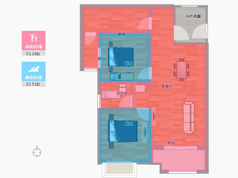 江苏省-扬州市-扬子万象都汇·万象世家-70.00-户型库-动静分区