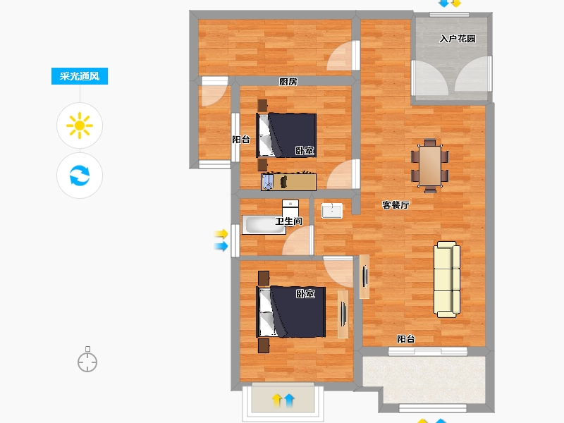 江苏省-扬州市-扬子万象都汇·万象世家-70.00-户型库-采光通风