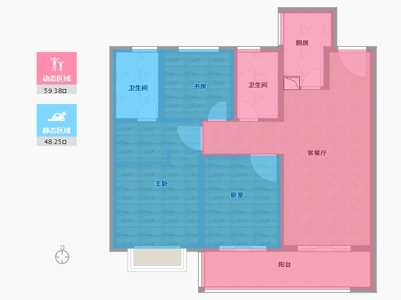 江苏省-无锡市-世茂璀璨时光-96.00-户型库-动静分区