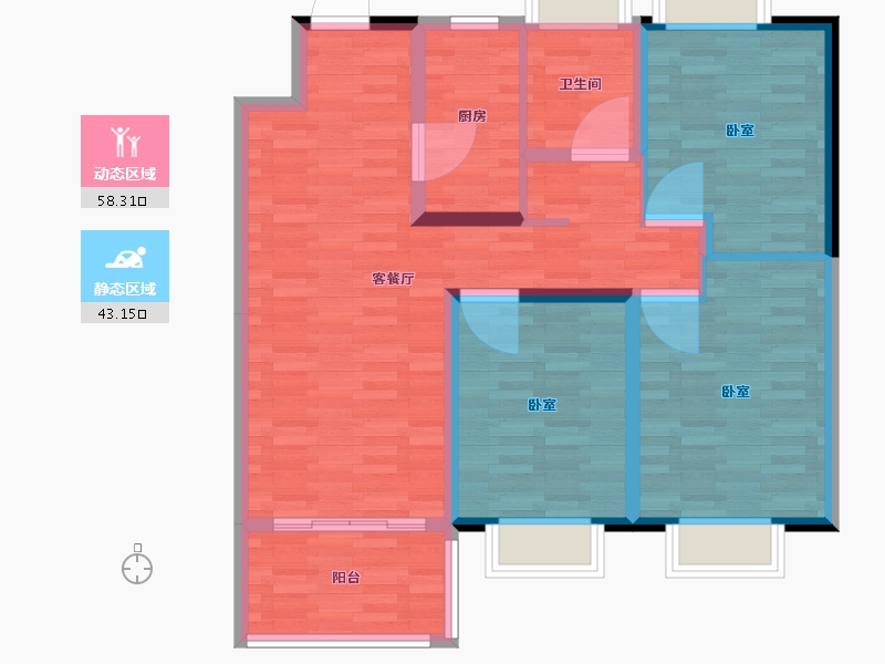 江苏省-扬州市-奥园湖滨名都-91.00-户型库-动静分区