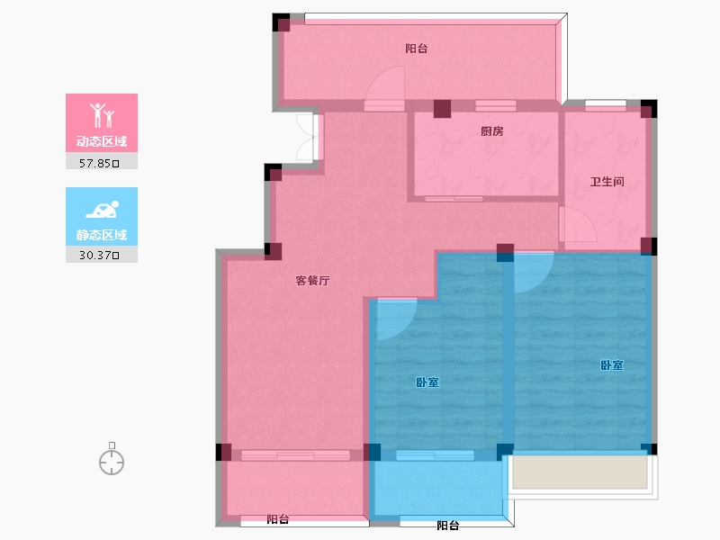 江苏省-扬州市-佳源西峰玖墅-78.16-户型库-动静分区