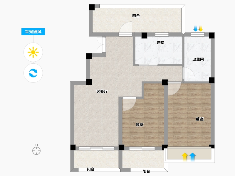 江苏省-扬州市-佳源西峰玖墅-78.16-户型库-采光通风