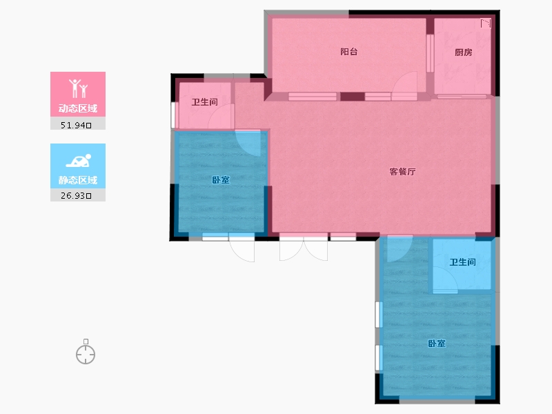 陕西省-渭南市-汉华原山-70.94-户型库-动静分区