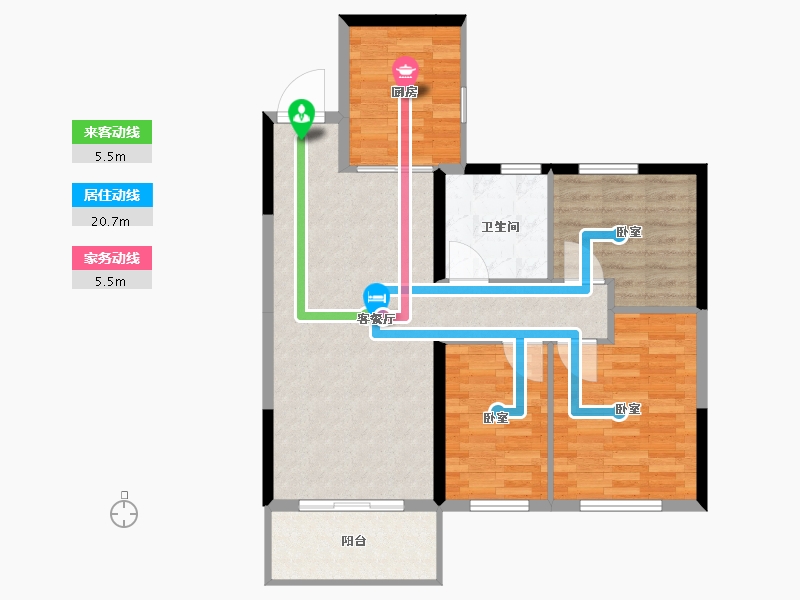 江苏省-扬州市-恒大观澜府-84.00-户型库-动静线