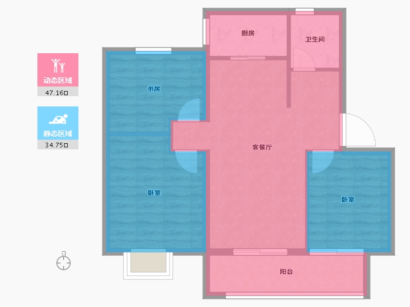 江苏省-常州市-光明当代拾光里-74.00-户型库-动静分区