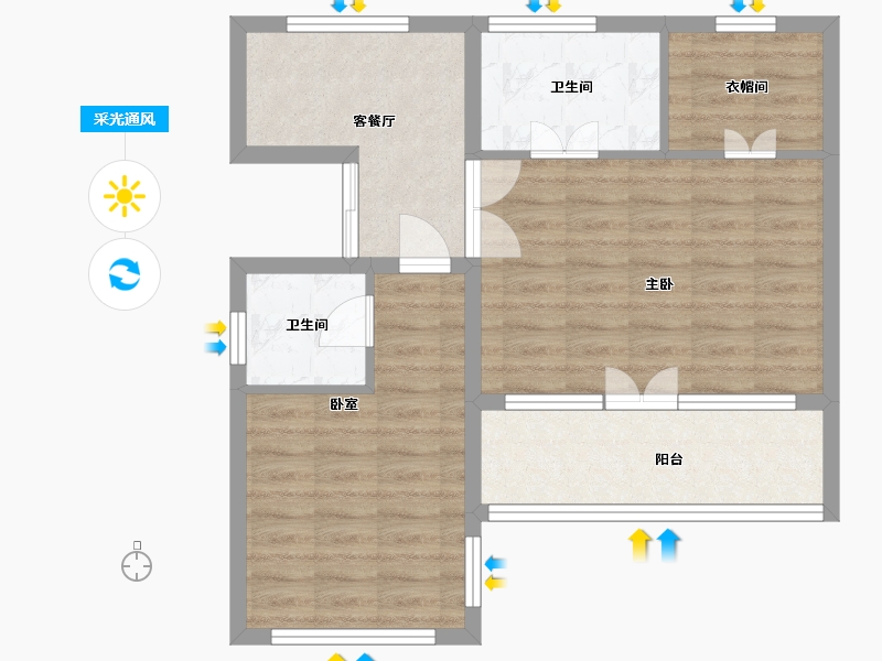 辽宁省-营口市-林昌·天铂-64.11-户型库-采光通风