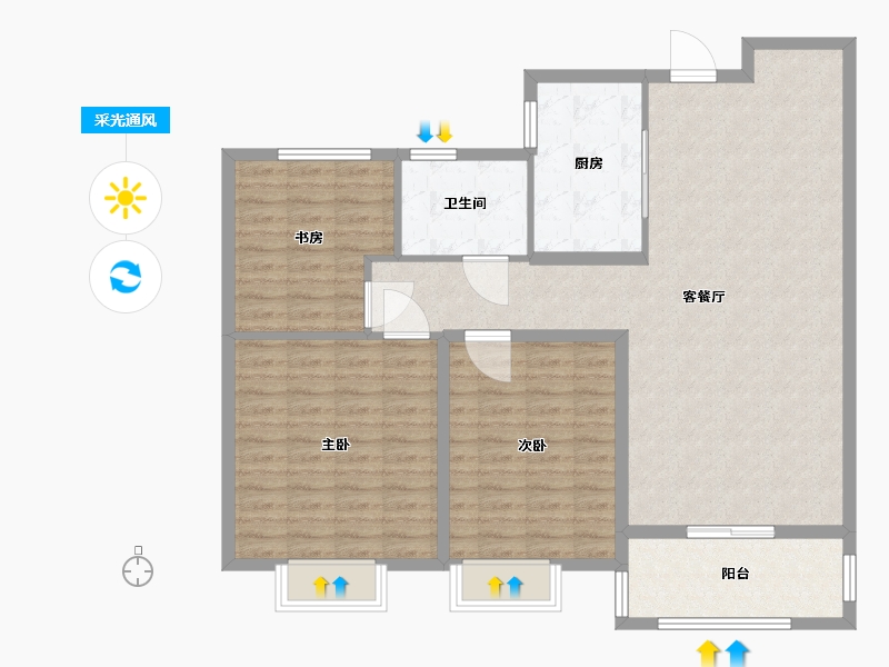 江苏省-南通市-东渐广场-112.00-户型库-采光通风