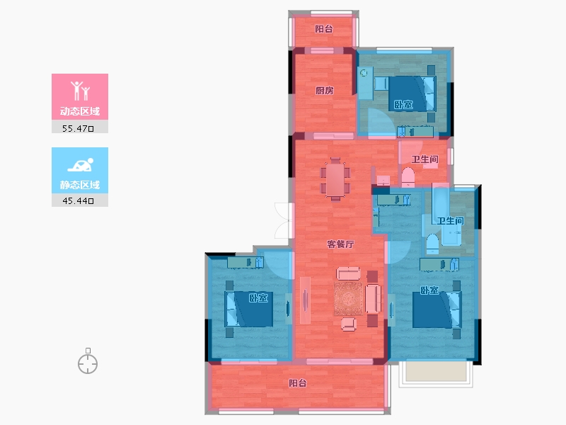 江苏省-苏州市-悦茏雅苑-90.00-户型库-动静分区