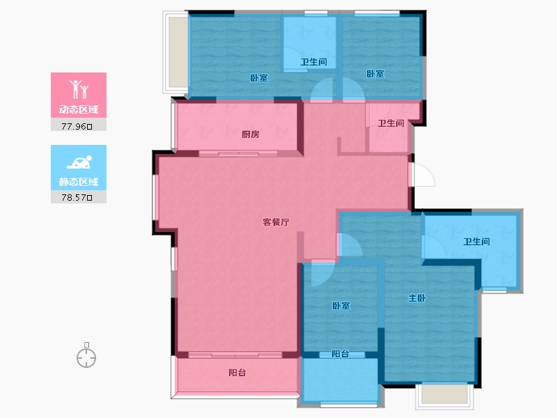 陕西省-西安市-万科锦宸-140.01-户型库-动静分区