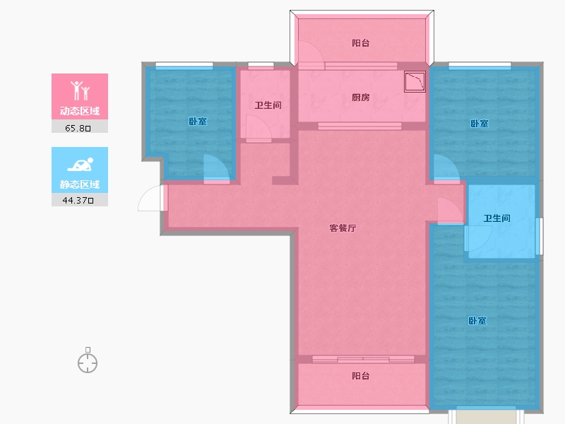 甘肃省-兰州市-冉泽御景龙湾-97.40-户型库-动静分区