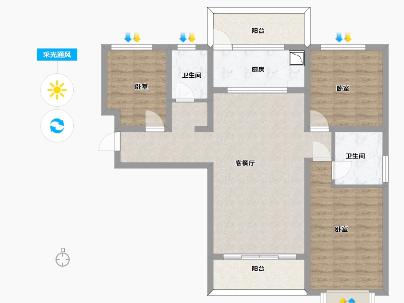 甘肃省-兰州市-冉泽御景龙湾-97.40-户型库-采光通风