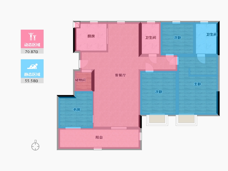 江苏省-南通市-龙湖-天宸原著-112.00-户型库-动静分区