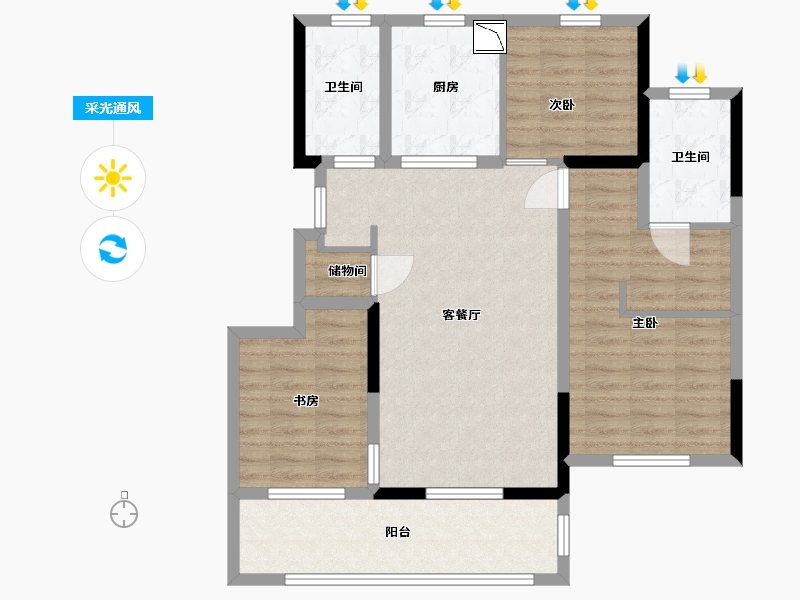 江苏省-南通市-龙湖-天宸原著-94.00-户型库-采光通风