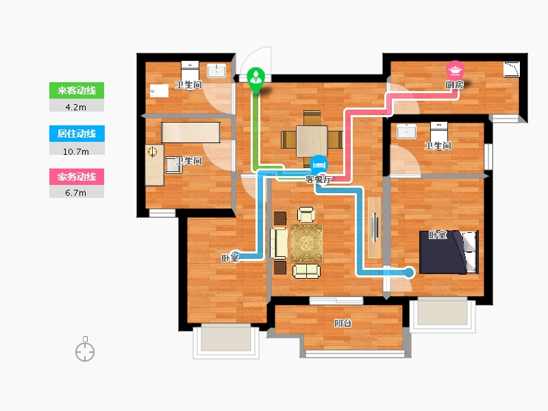 陕西省-西安市-万科城如园-72.29-户型库-动静线