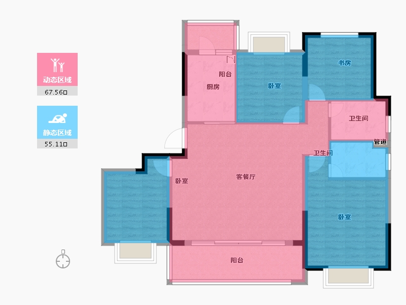 江苏省-苏州市-德信·望澜庭-111.01-户型库-动静分区