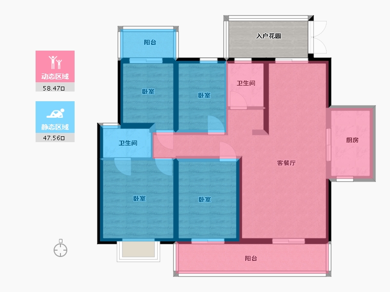 云南省-西双版纳傣族自治州-沙河小镇-100.32-户型库-动静分区