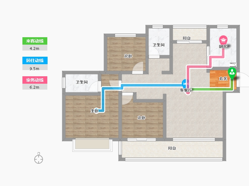 陕西省-宝鸡市-水木华院-103.00-户型库-动静线