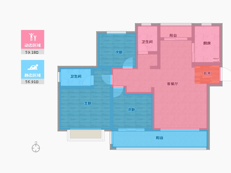 陕西省-宝鸡市-水木华院-103.00-户型库-动静分区