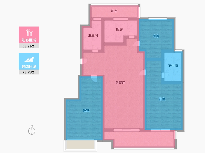 江苏省-镇江市-中昂·璟院-84.00-户型库-动静分区